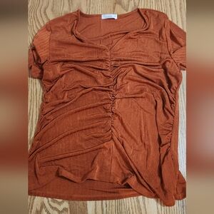 Women's Ruched V Neck Sz L